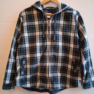 Vintage 90's LL Bean Flannel Hoodie Sz L Petite